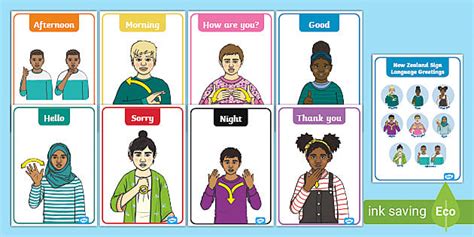 New Zealand Sign Language Greetings Display Posters - Twinkl