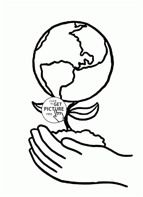 Earth Plant on Hands - Earth Day coloring page for kids, coloring pages printables free - Wuppsy ...