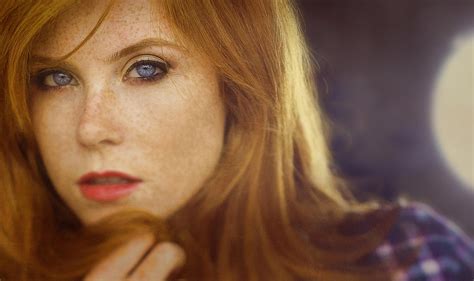 face, redhead, Vanessa Jade, depth of field, women, freckles, blue eyes, model, HD Wallpaper ...