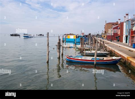 Fishing boats alongside promenade, Pellestrina, Veneto, Italy, Europe ...