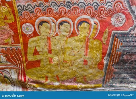 Wall Paintings and Buddha Statues at Dambulla Cave Golden Temple Stock ...