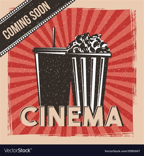 Cinema coming soon movie premier poster vintage Vector Image