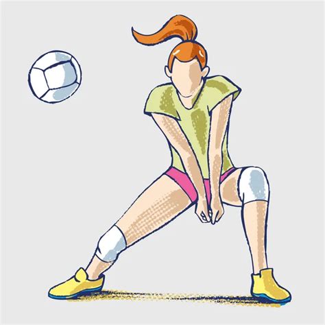 Volleyball player athlete, hand drawing. Illustration of a female ...