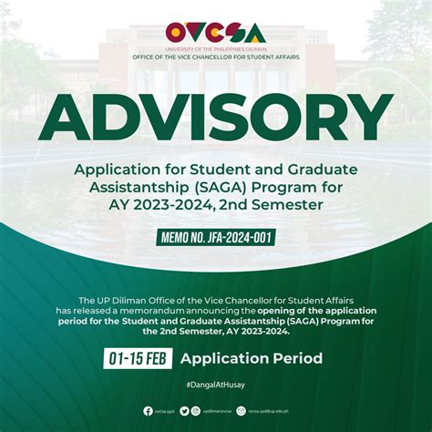 Application for the Student and Graduate Assistantship (SAGA) Program for AY 2023-2024, 2nd ...