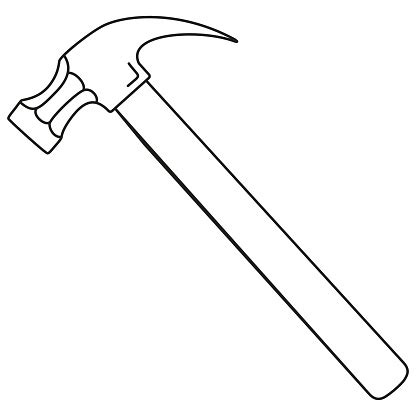 Line Art Black And White Claw Hammer Stock Illustration - Download Image Now - iStock