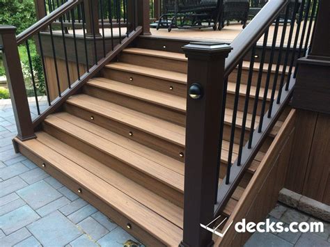 Deck stairs with riser lights, side post lights and post caps lights ...