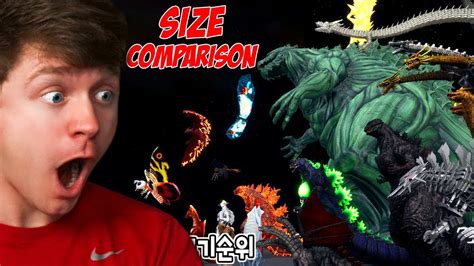 SIZE COMPARISON of GODZILLA MONSTERS! (Reaction) - YouTube