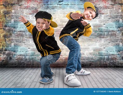 Two Brothers Dancing Break Dance.Hip-hop Style.the Cool Kids. Stock Image - Image of action ...