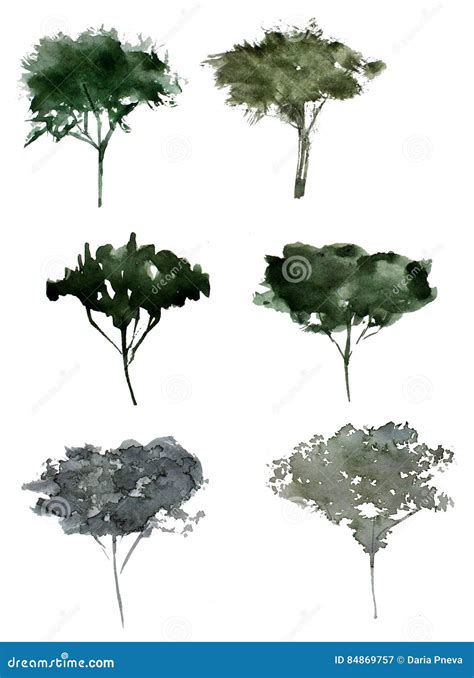 Watercolor Silhouette Trees Stock Illustration - Illustration of nature ...