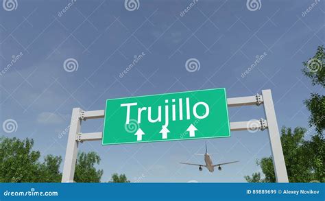 Airplane Arriving To Trujillo Airport. Travelling To Peru Conceptual 3D ...