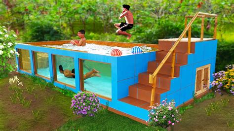 A cool summer with DIY swimming pool at home for my children - YouTube