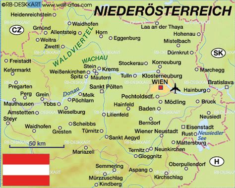 Map of Lower Austria ( in Austria) | Welt-Atlas.de