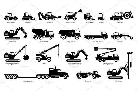 Construction Vehicles Types Icons | Icons ~ Creative Market