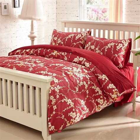 2015 New IKEA Style 5 Star Hotel Tribute Silk Red Bedding Set Queen Size Egyptian Cotton Duvet ...