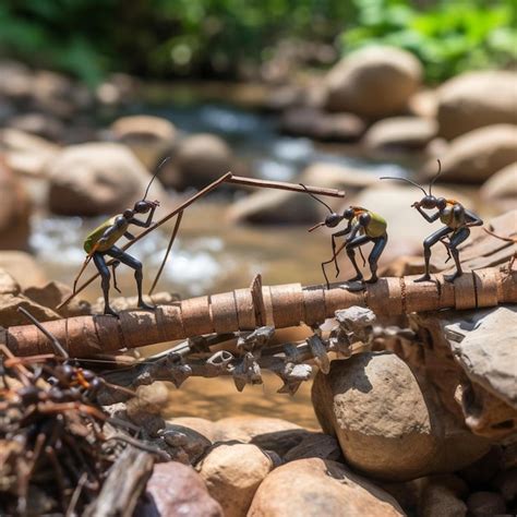 Premium Photo | Ants constructing bridge