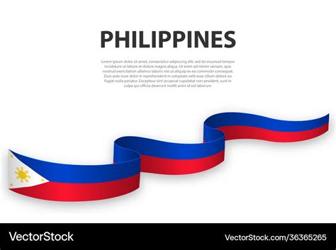 Waving ribbon or banner with flag philippines Vector Image