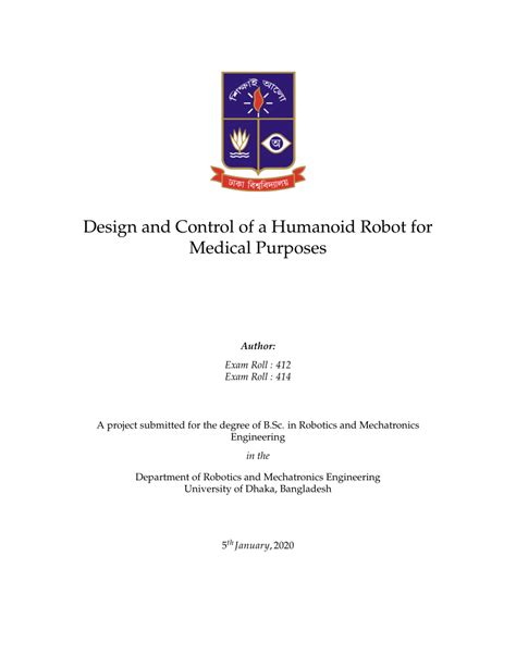 (PDF) Design and Control of a Humanoid Robot for Medical Purpose