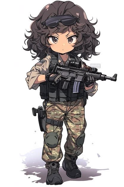 Premium AI Image | Anime girl with a gun