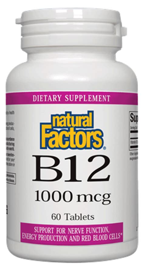 Natural Factors Vitamin B12 Cyanocobalamin 1000 mcg (60 tabs) - Noah's Natural Foods