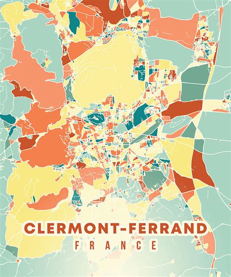 Clermont Ferrand France Map Digital Art by Alexandru Chirila - Fine Art ...