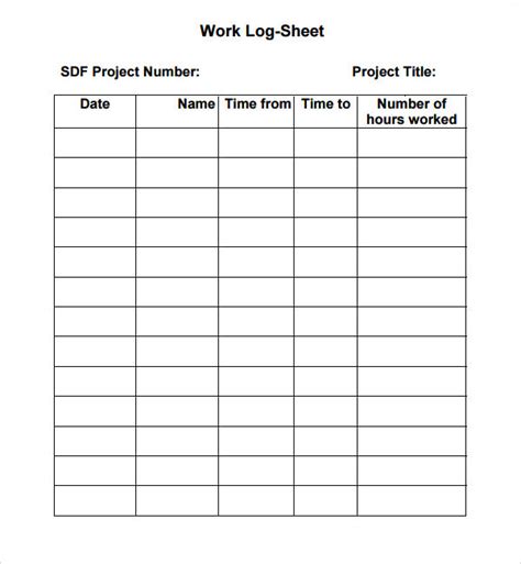 FREE 5+ Sample Printable Work Log Templates in PDF | MS Word