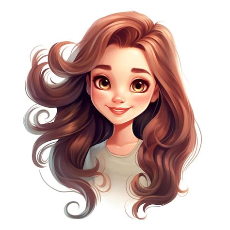 Premium AI Image | A cartoon drawing of a girl with long brown hair and big eyes.