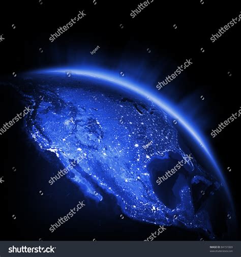 Usa City Lights Earth Lights 3d Stock Illustration 84151069 - Shutterstock