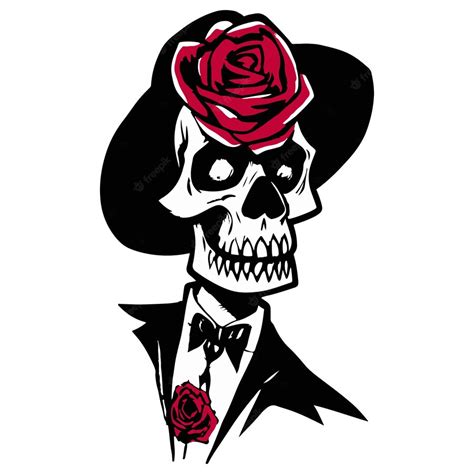 Premium Vector | Rose skull drawing vector graphics