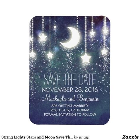 String Lights Stars and Moon Save The Date Magnet | Zazzle | Save the date magnets, Star string ...