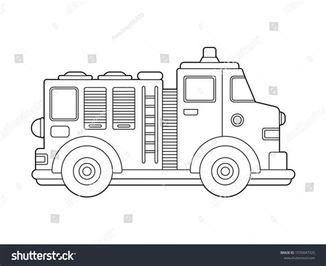 Coloring Book Red Fire Truck Isolated Stock Vector (Royalty Free ...