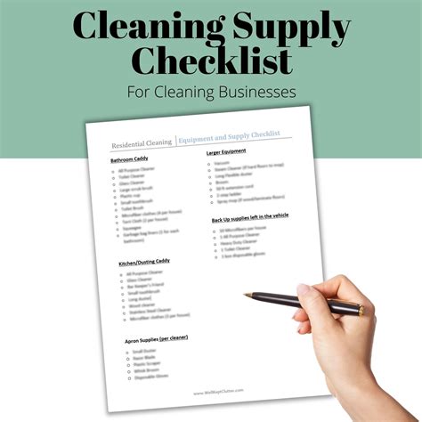 Printable Cleaning Supply Checklist for House Cleaning Businesses ...