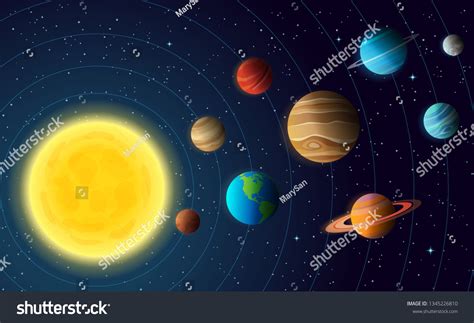 Solar System Model Big Bright Sun Stock Vector (Royalty Free ...