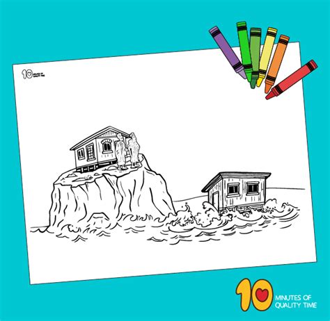 Parable of the Wise and the Foolish Builders Coloring Page – 10 Minutes of Quality Time