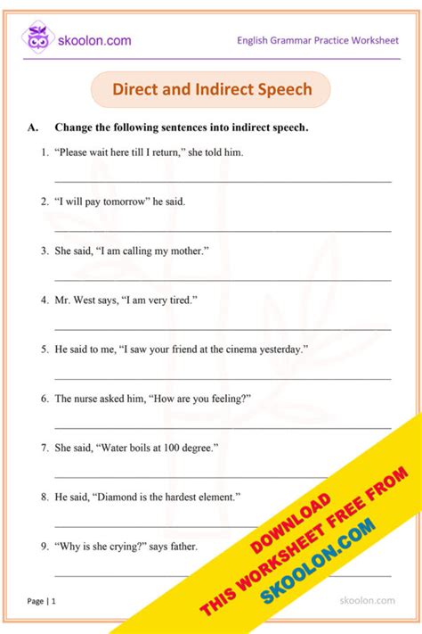 Direct and Indirect Speech-1 - skoolon.com