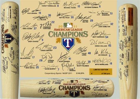 Texas Rangers 2011 World Series Signature Art Bat - Big Time Bats