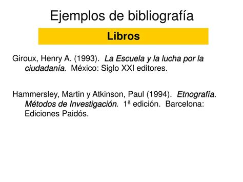 PPT - Ejemplos de bibliografía PowerPoint Presentation, free download - ID:3485561