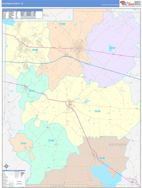 Kaufman County, TX Wall Map Color Cast Style by MarketMAPS - MapSales