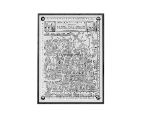 Vintage Princeton University Campus Map 1932 Pictorial Map Historical College Wall Art ...