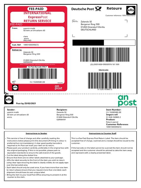 Your Return Label | PDF | Barcode | Service Industries