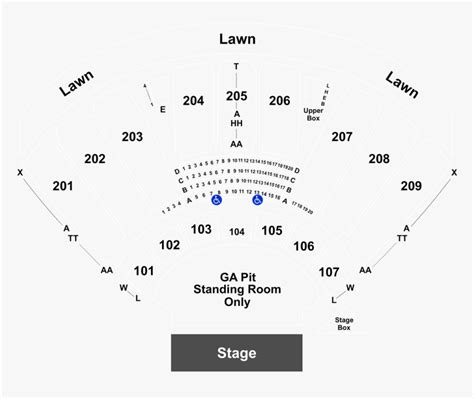 Concord Pavilion Seating Chart With Rows, HD Png Download , Transparent ...