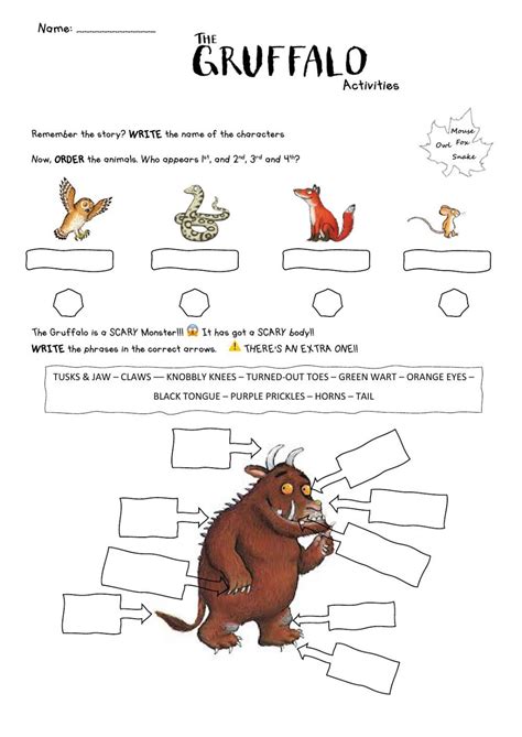 The Gruffalo Activity worksheet | Gruffalo activities, The gruffalo, Reading comprehension for kids