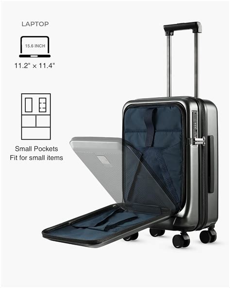 Review LUGGEX Carry On Luggage with Front Compartment - PC Hard Shell Suitcase with Charger ...