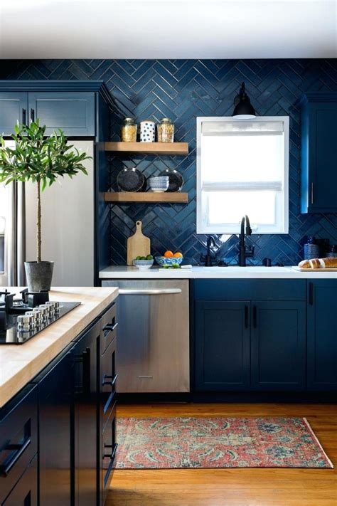 pictures of blue kitchen cabinets crazy about this deep moody blue cabinets… | Top kitchen ...