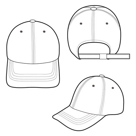 Baseball Cap fashion flat sketch template - Download Free Vectors, Clipart Graphics & Vector Art