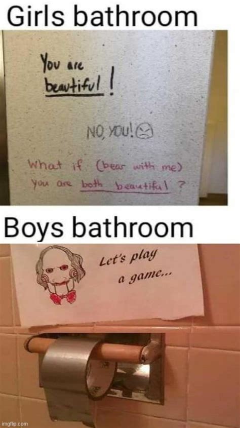 Image tagged in bathrooms,bathroom humor,bathroom stall,boys vs girls,girls vs boys - Imgflip