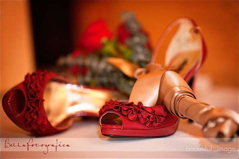 brides red shoes ~ Love these so much I had to pin twice!! | Red gold wedding, Red gold wedding ...