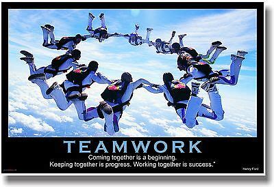 NEW Motivational TEAMWORK POSTER - Henry Ford Quote - Sports Sky Diving Team | eBay