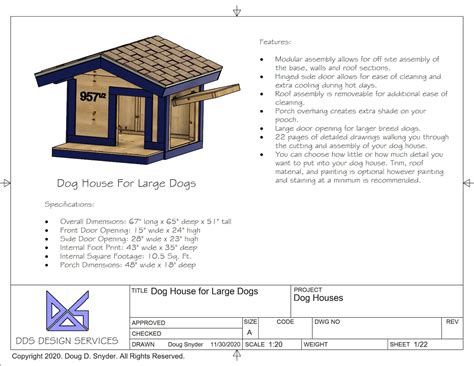 Dog House Plans With Porch for Large Breed Dogs Modular - Etsy