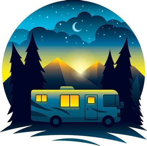 RV scene at dusk. All colors are global. | Cars dessin, Clip art ...