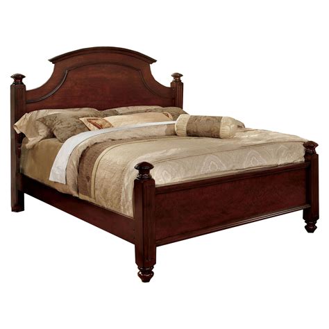 Transitional Queen Size Bed with Scalloped Headboard, Cherry Brown - Walmart.com